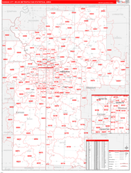Kansas City Metro Area Wall Map Red Line Style 2024